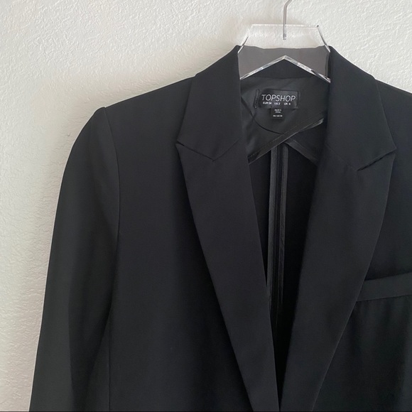TOPSHOP black open lapel blazer SZ 2 - Picture 4 of 12